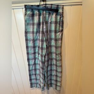 BOXERCRAFT Ladies Women’s Size Small Grey & Aqua Blue Flannel Pajama Pan…
